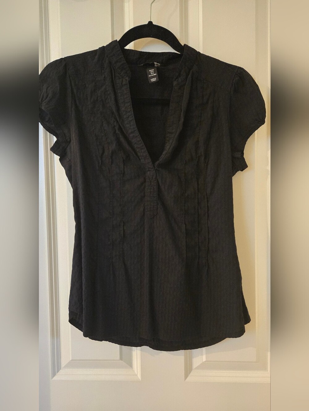 Black Women's Short-Sleeve V-Neck Blouse - H&M
